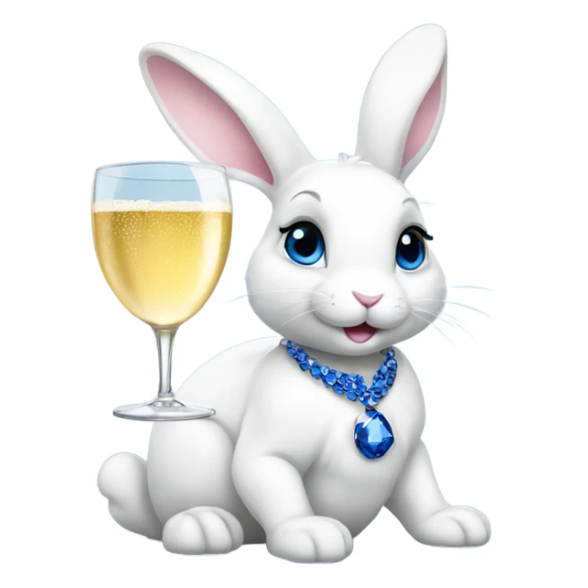 white female bunny wearing sapphires drinking champagne  sticker