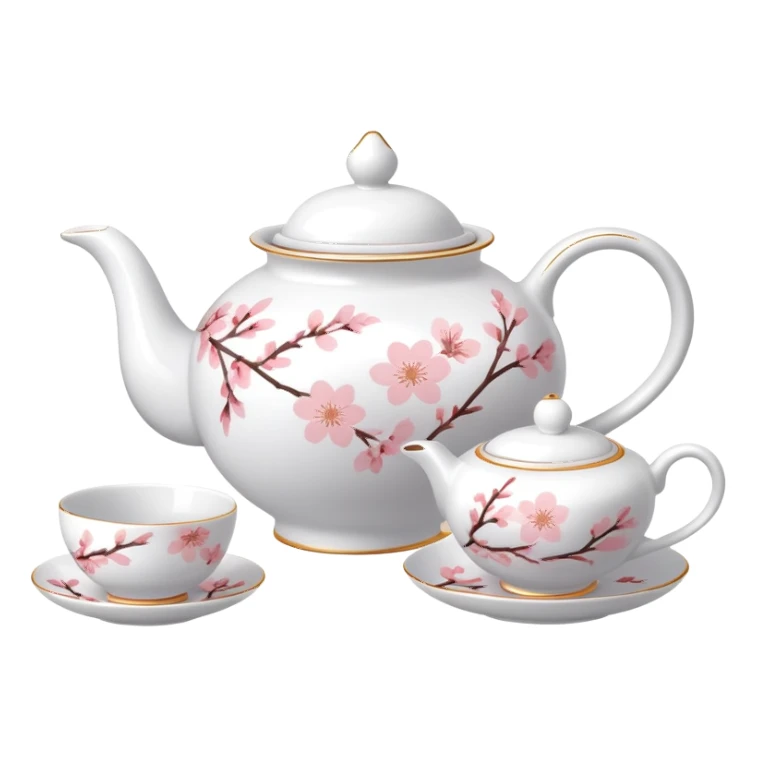 Cute Pastel pink and white Cherry Blossom Sakura Tea Porcelain Set sticker