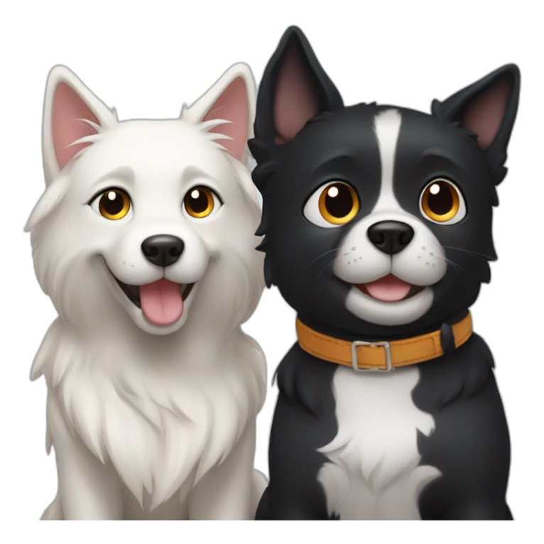 happy black dog next to a calico cat sticker