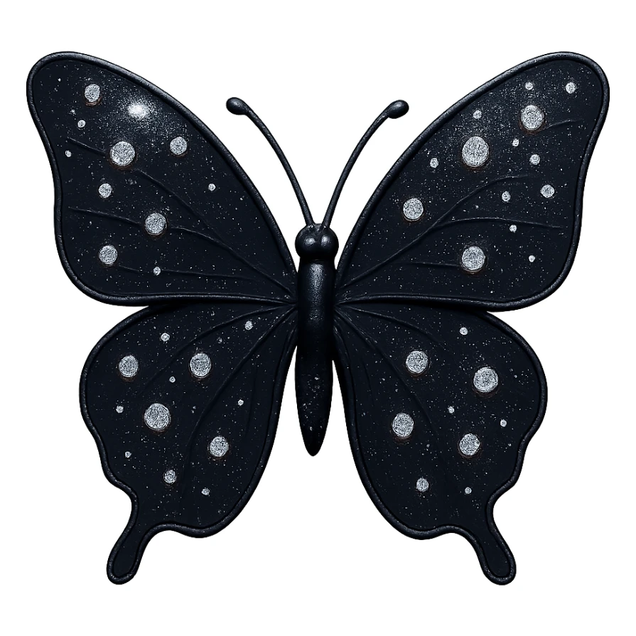 single midnight blue butterfly, very dark blue enamel, sparkling gems sticker
