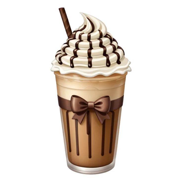 A frappe with a bow on top sticker