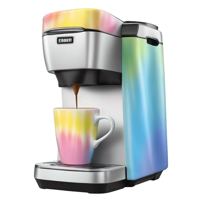 Realistic pastel tie dye keurig coffee machine  sticker