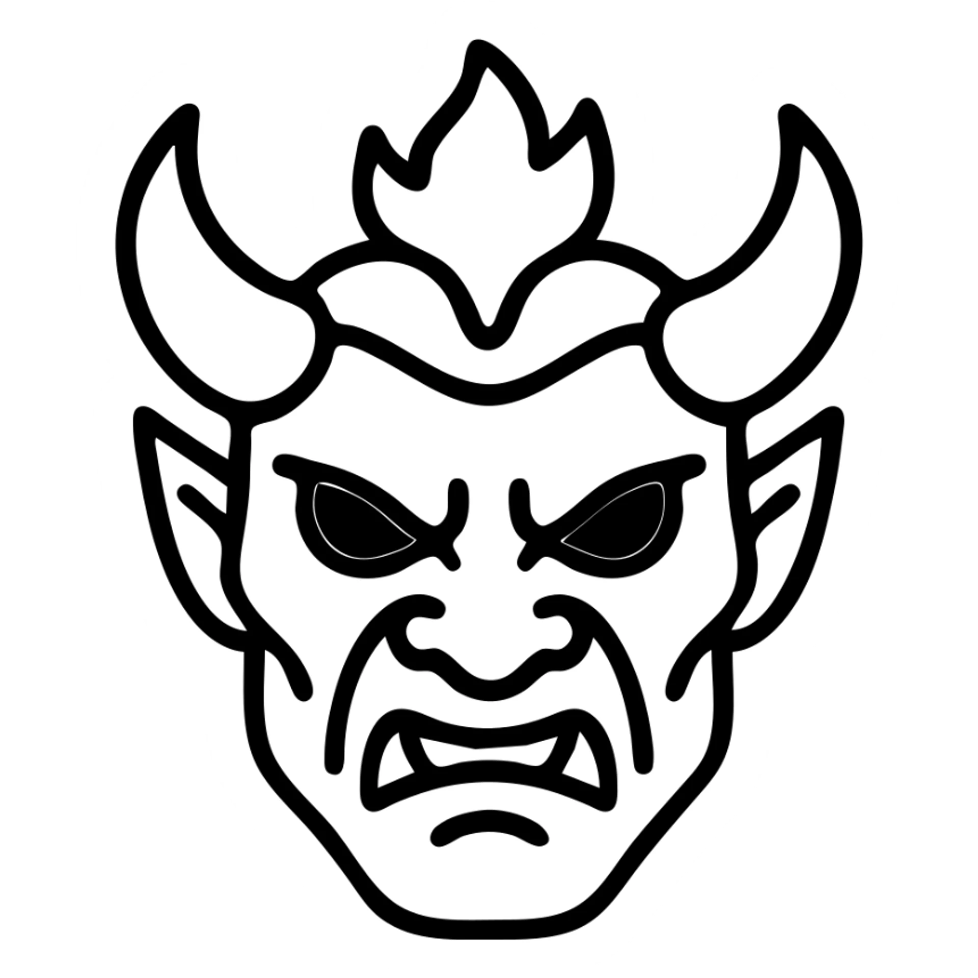 Akuma logo, demon face with red glowing eyes, fierce expression sticker