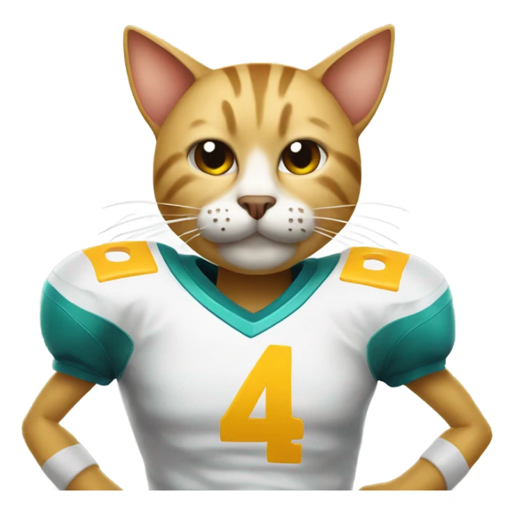 Cat wearing cheese head with a football  sticker