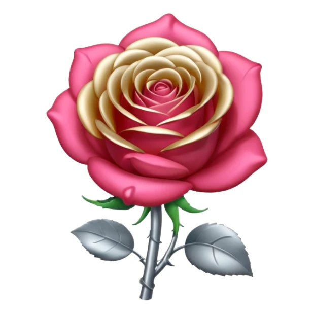 gray metal chrome rose, without green leaves, just flower sticker