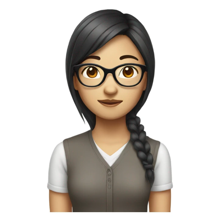 asian girl with glasses sticker