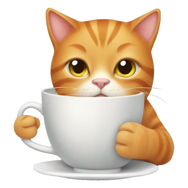 Ginger cat with a cup of tea sticker