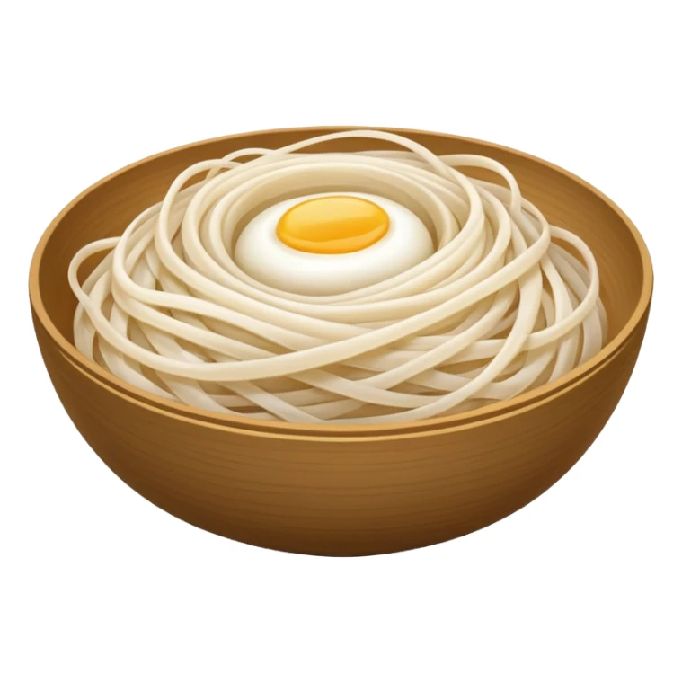 rice noodles thin semi-translucent soft white smooth glossy tangled nest or loose pile delicate strands natural curves light spacing no bowl sauce or garnish soft lighting emoji scale sticker