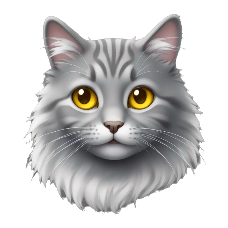 cute fluffy grey cat with white stripe on heat with yellow eyes sticker