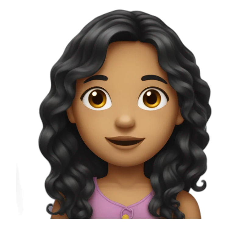 A little girl with very long black wavy hair sticker