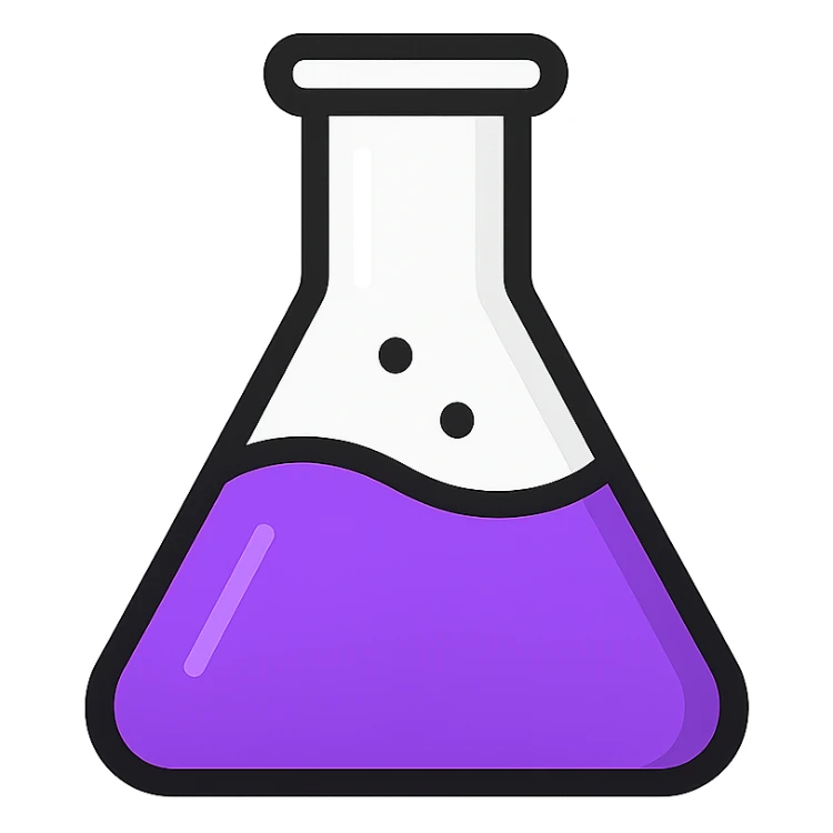 conical flask with purple solution, clean and bold design sticker