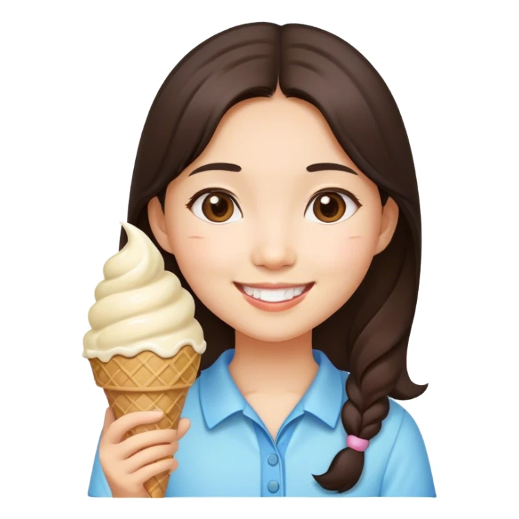 Asian brunette girl ice cream  sticker