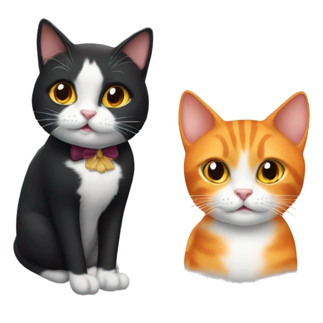 tuxedo girl cat and orange cat sticker