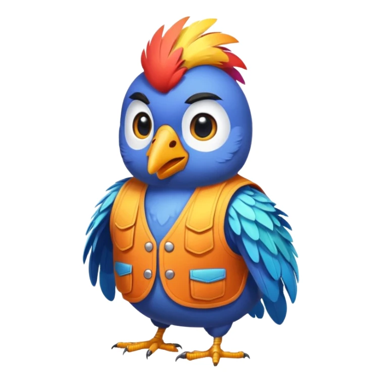 Bird with vest sticker