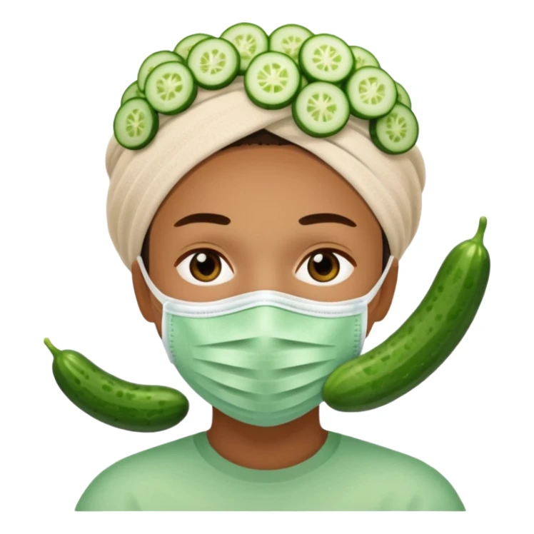 Una persona con una mascarilla con pepinos en la cara  sticker
