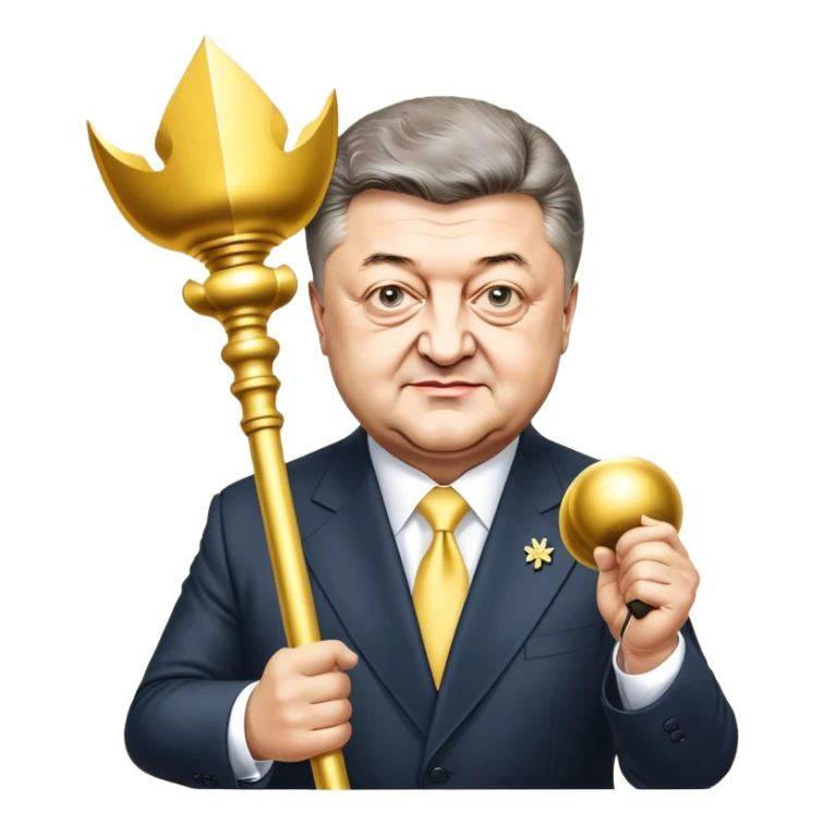 Petro Poroshenko with a mace at the inauguration sticker