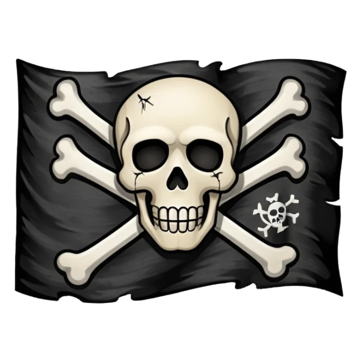 A black flag with a pirate symbol in the middle. sticker
