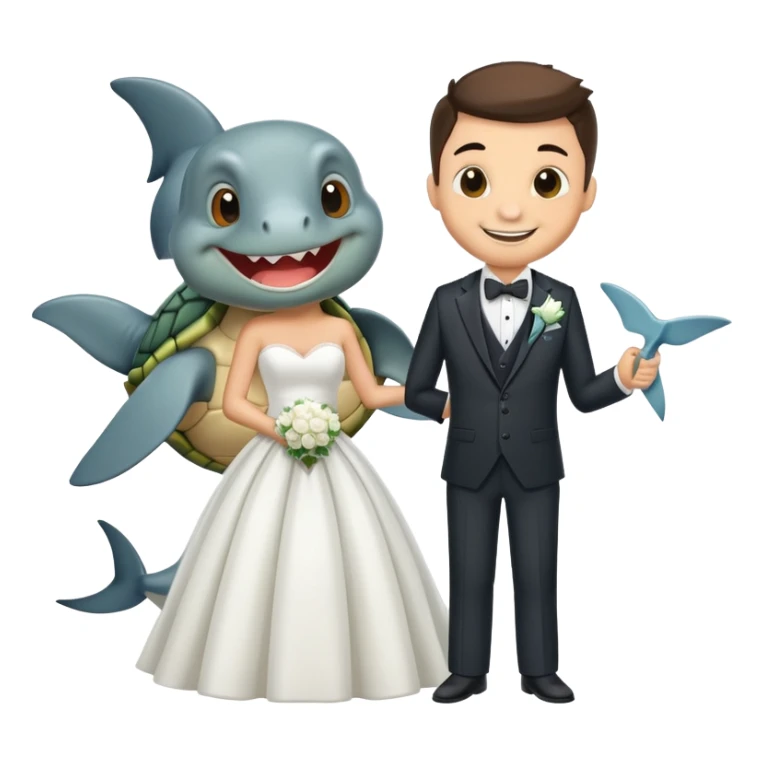 Una tortuga y un tiburón casándose sticker