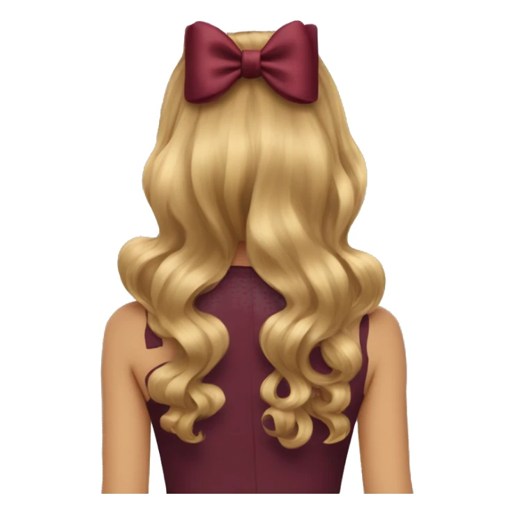 A burgundy bow in dark blond hair from the back  sticker