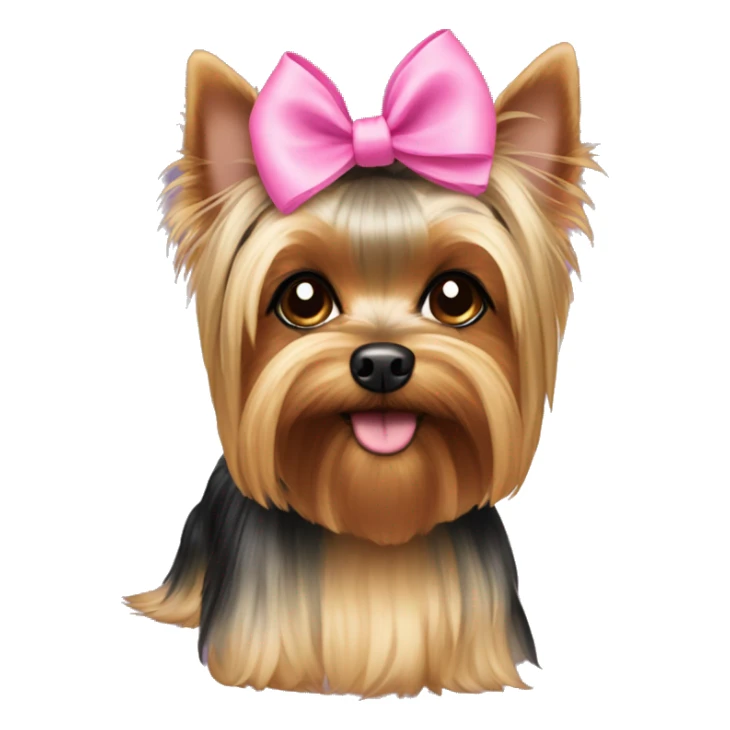 Female yorkie with a pink bow on its head sticker