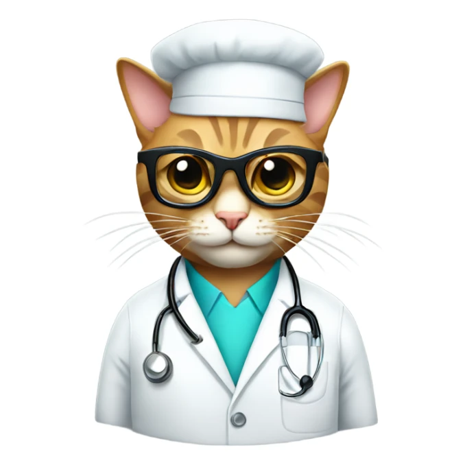 smiling doctor cat wearing black sunglasses sticker