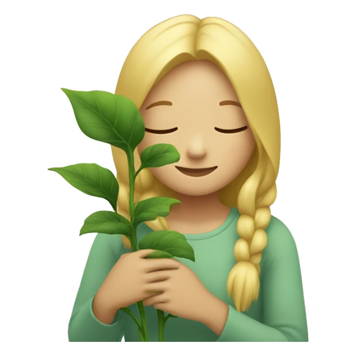 Blond Girl hugging plant sticker