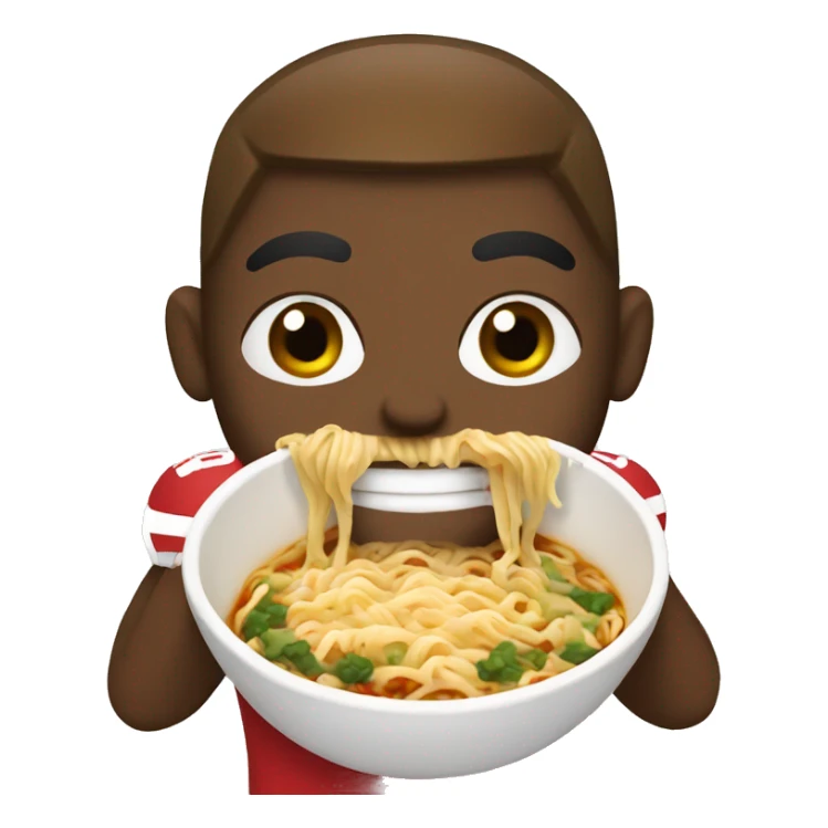 Football player eating ramen sticker