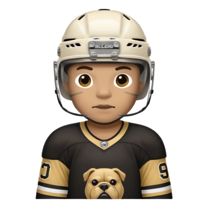Hockey player in Black and Gold Bulldogs Jersey sticker