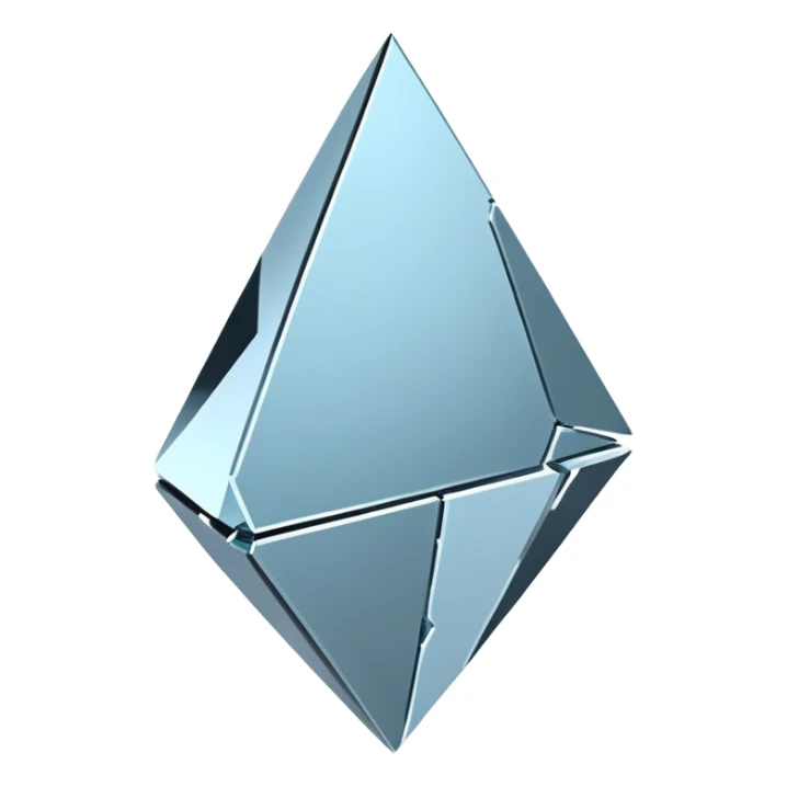 broken mirror shard emoji, sharp chrome edges, high contrast reflections, futuristic minimal 3D style, isolated on white sticker