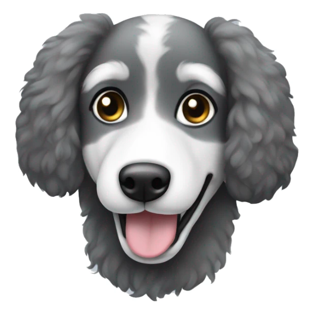 Black, grey, white Husky poodle dog floppy ears and mustache sticker