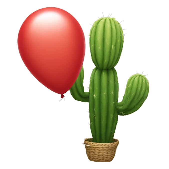 Flying Cactus tied to a red balloon sticker