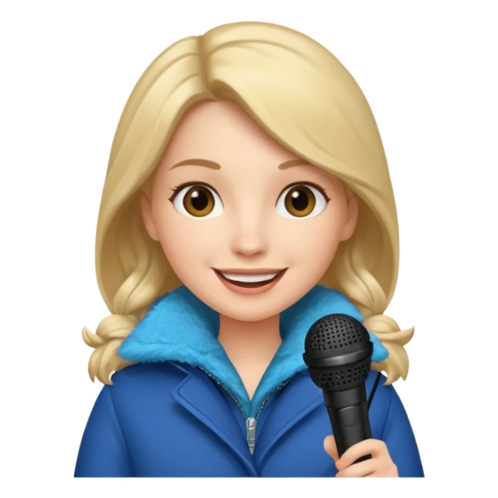 woman with winter clothes holding microphone sticker