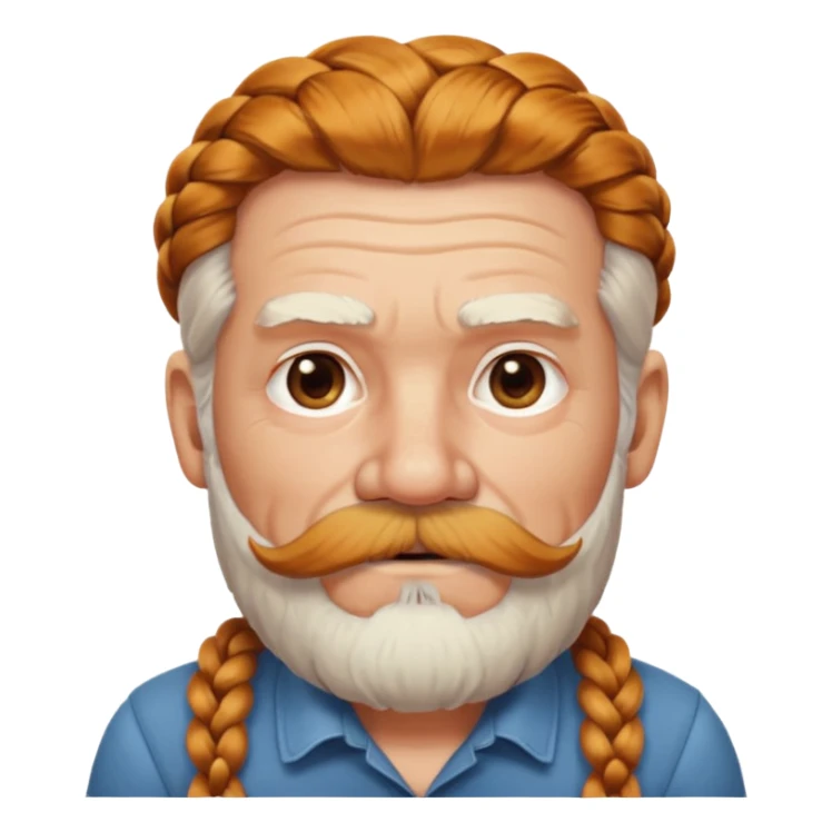 very old, white bearded and white mustached, ginger thick haired, braided, earringed sticker