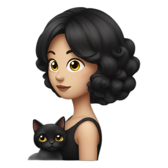 White dark haired pregnant women with Black cat sticker