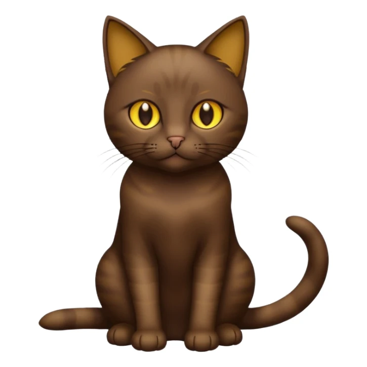 Dark-Coffee-Brown sitting cat with golden eyes  (full body) sticker