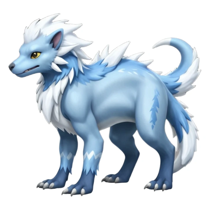 Icy scarf-covered glacial glistening glossy smooth soft flaky scaly furry hyper-realistic boreal Manectric-Absol-Luxray-Sergal-Fakémon-fusion-animal-creature, full body  sticker