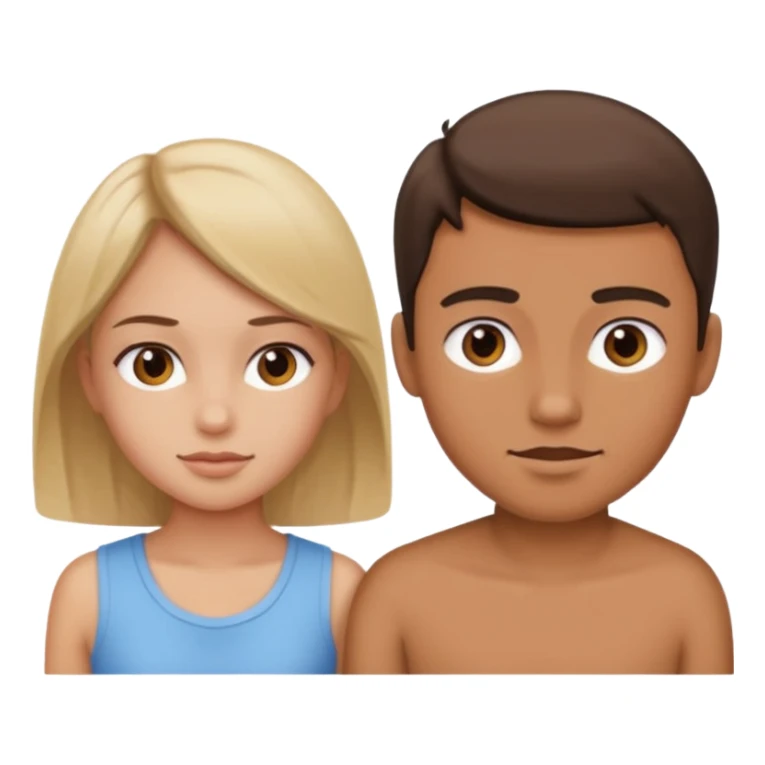 A girl looking at a boy sticker