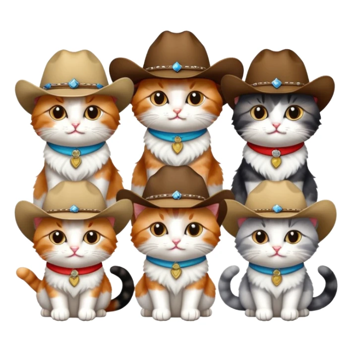 group of cats wearing cowboy hats sticker