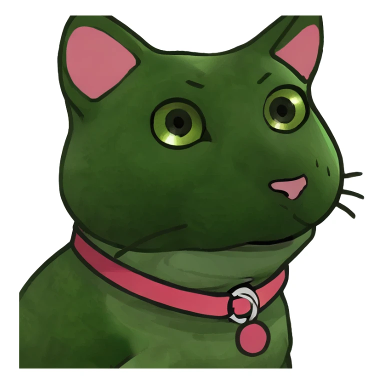 Gray tabby with pink nose and geeen eyes sticker