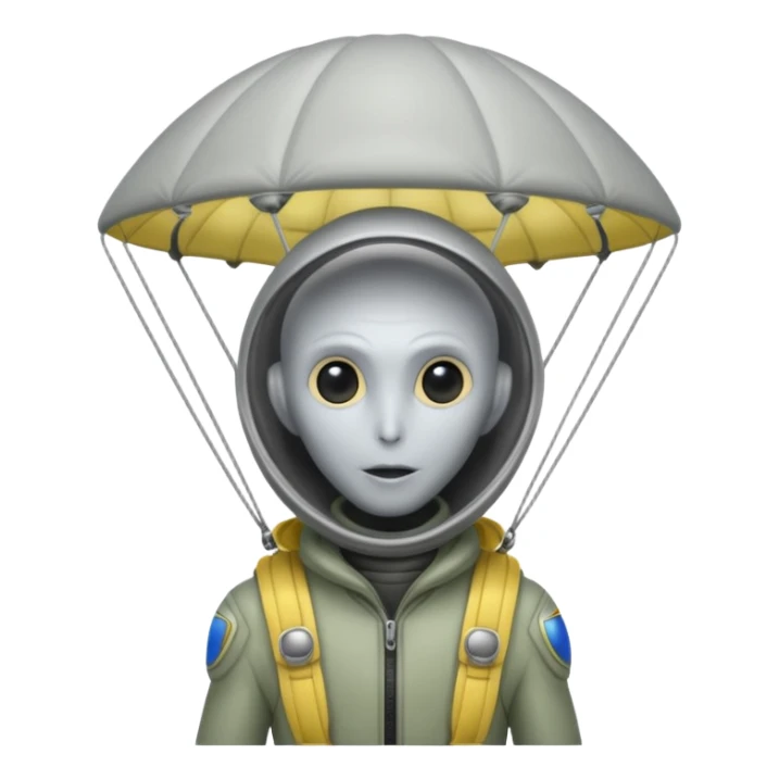 Skydiving grey alien with parachute and UFO sticker