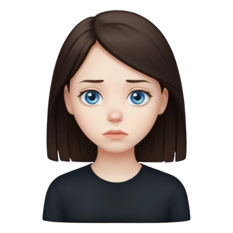 sad brunette blue eyed girl  sticker