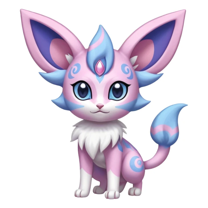 Shiny Exotic Cute Espeon-Sylveon-Purrloin-Meowstic-Hybrid-Creature with pattern-markings sticker