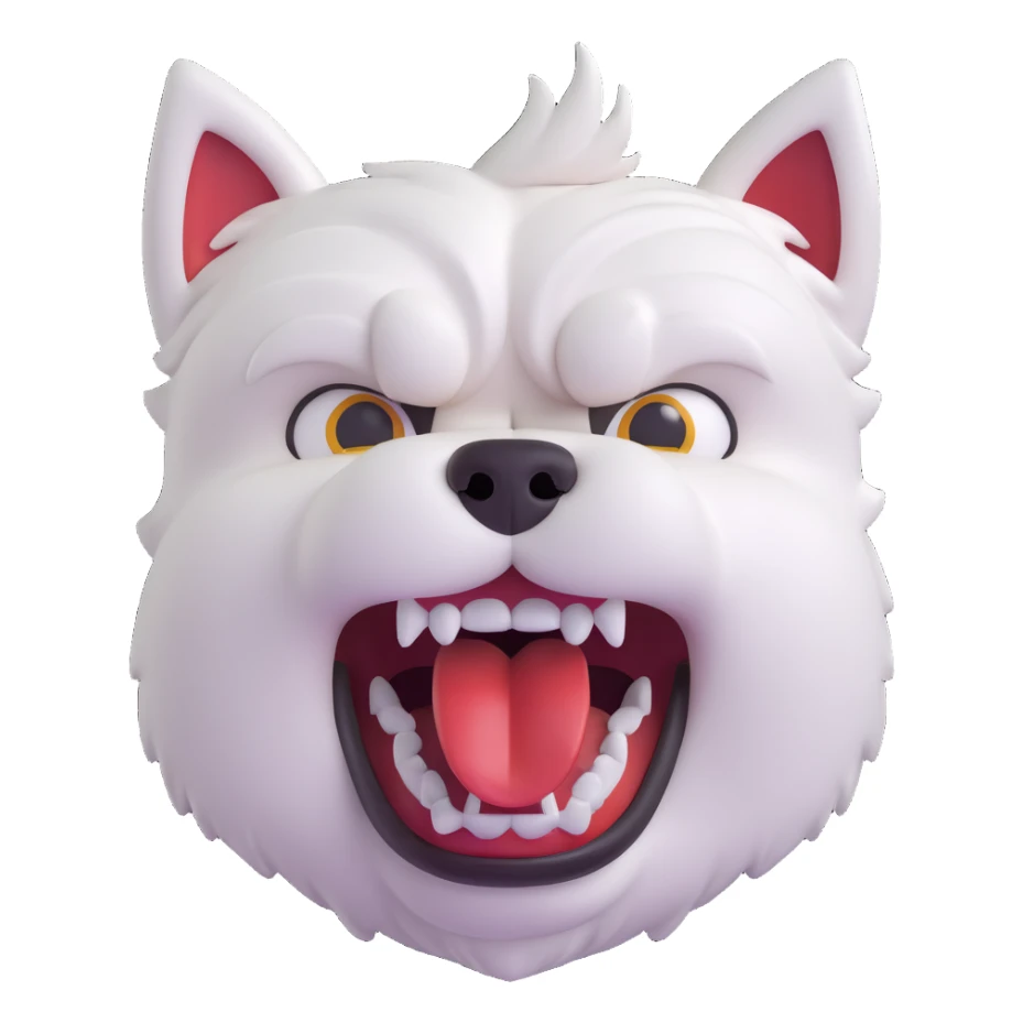 angry westie, 3D emoji style, furrowed brows, bared teeth sticker