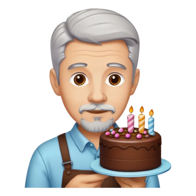 hombre pelo gris barba de candado con pastel sticker