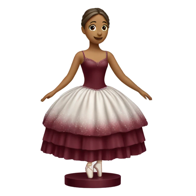 burgundy snowy music box with ballerina standing back sticker