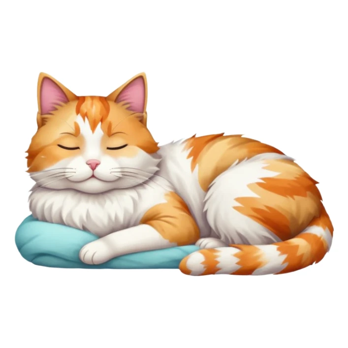 full body colourful light patched calico + white tabby cat sleeping sticker