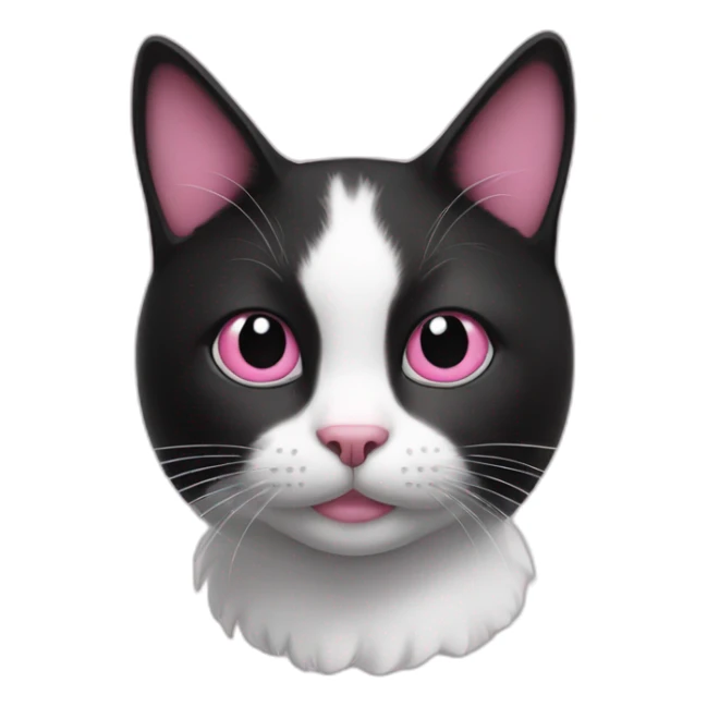 black and white cat with pink nose sticker