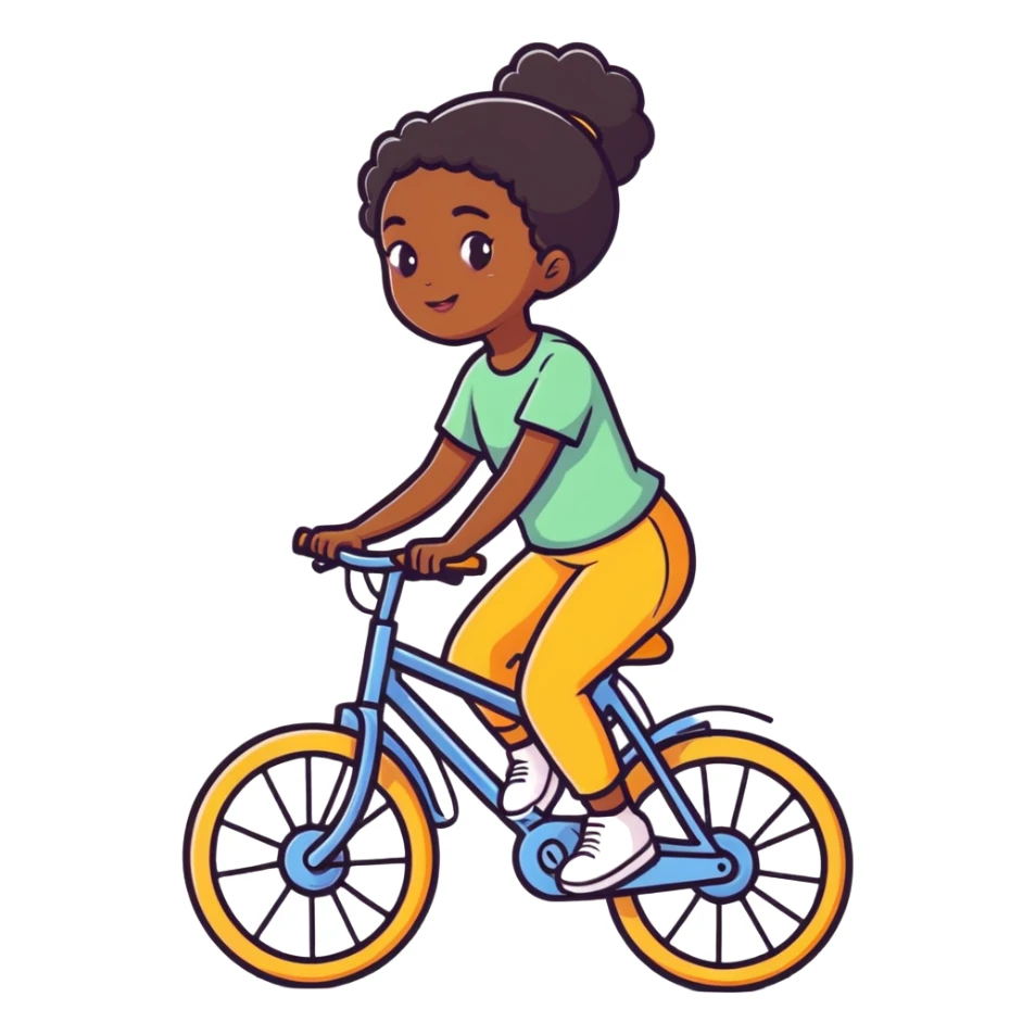 Black girl riding a bike  sticker