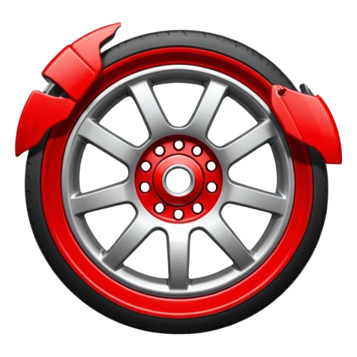 Car wheel emoji with red brake caliper sticker