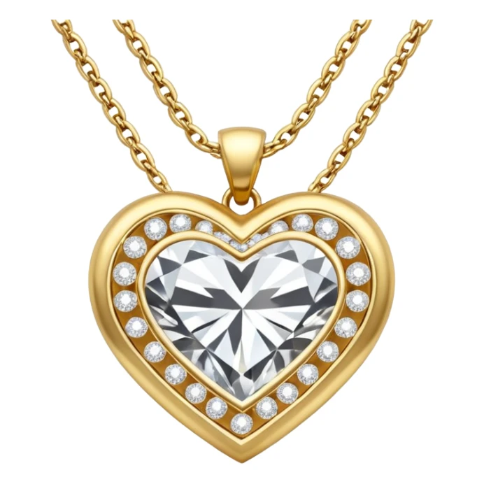 gold chain with a diamond heart pendant sticker